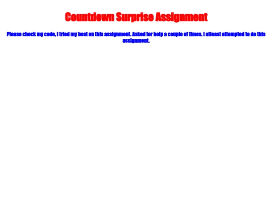 JavaScript/CountdownSurpriseAssignment/CountdownSurpriseAssignment screenshot