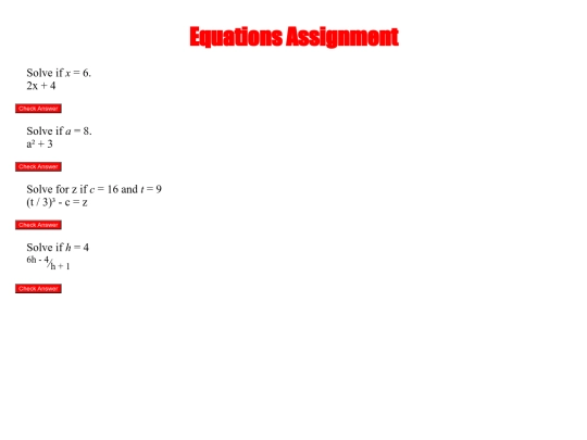 JavaScript/EquationsAssignment/EquationsAssignment screenshot