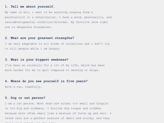questions screenshot