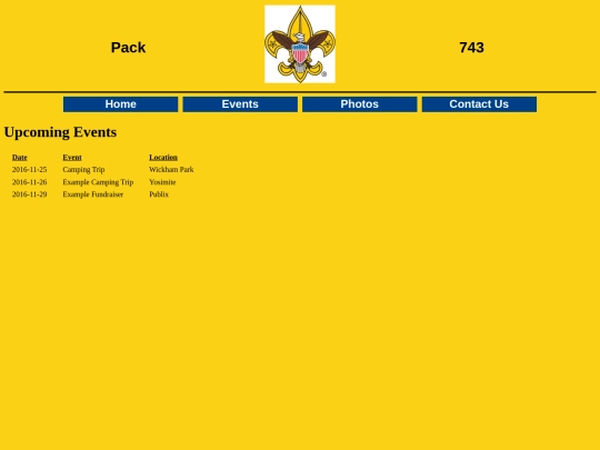 events screenshot