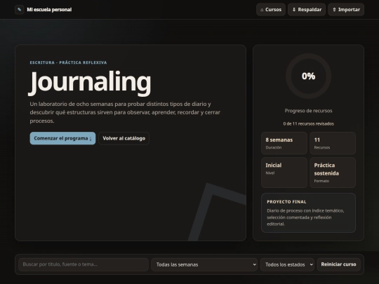 cursos/journaling screenshot