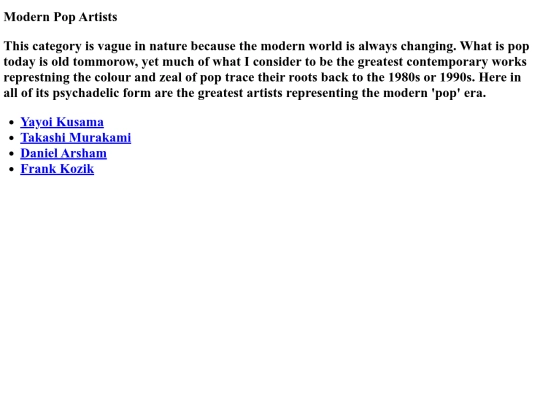pop-artists screenshot