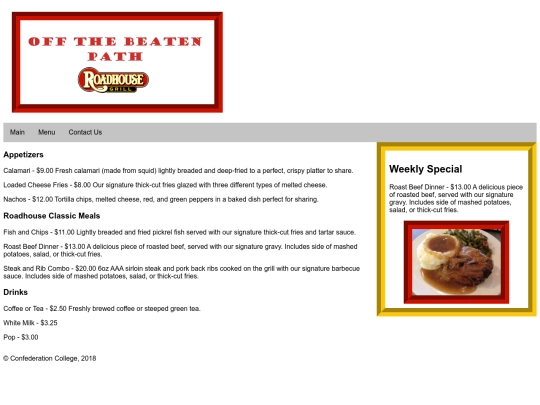 menu screenshot
