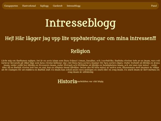intresseblogg screenshot