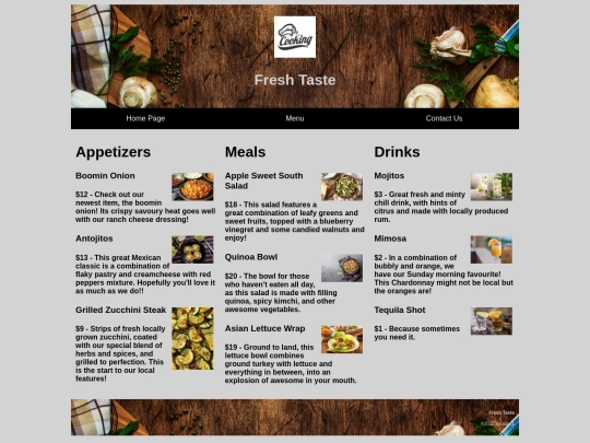 Menu screenshot