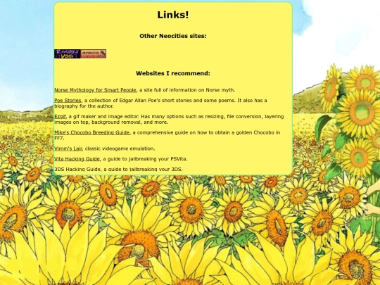 Links screenshot