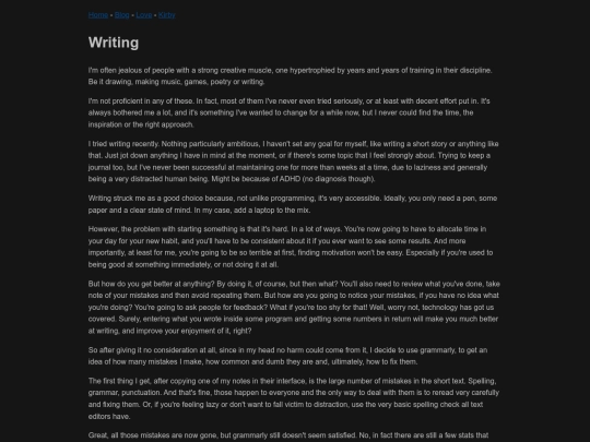 blog/writing screenshot