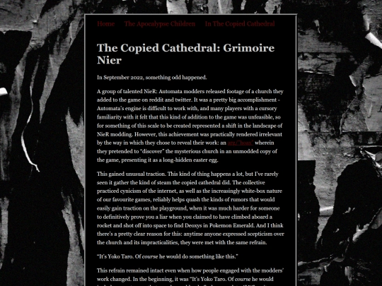 posts/2026-26-06-In-The-Copied-Cathedral-Grimoire-Nier screenshot