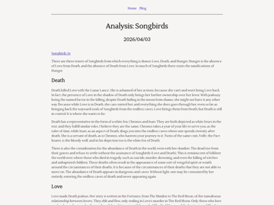 blog/songbirds screenshot