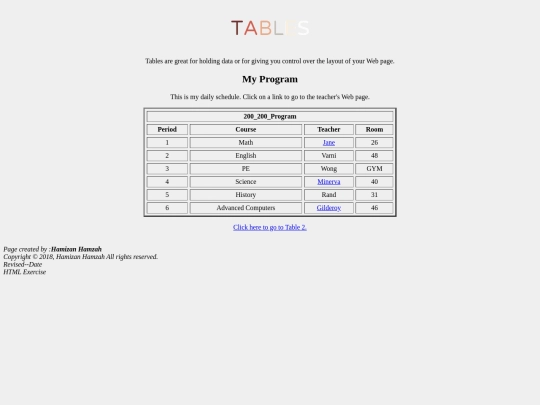 table screenshot