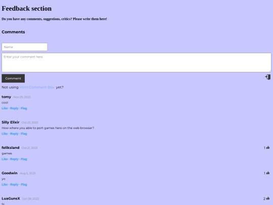 feedback screenshot