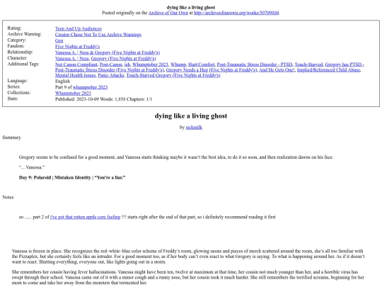 fanfictionarchive.html/dying like a living screenshot