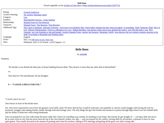 fanfictionarchive.html/little lions screenshot