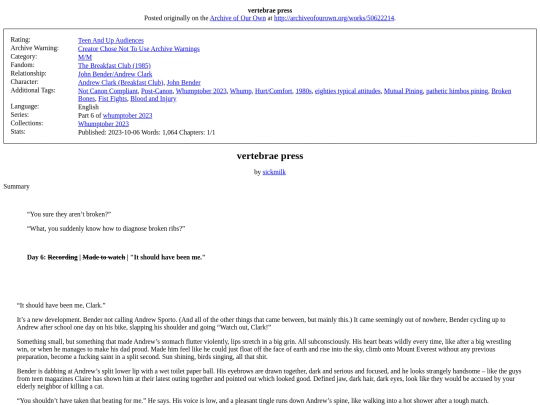 fanfictionarchive.html/vertebrae press screenshot