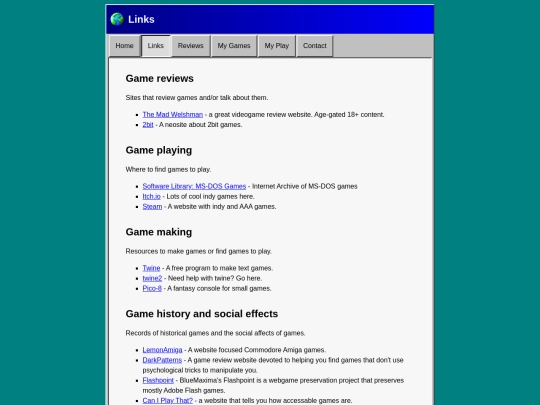 links screenshot