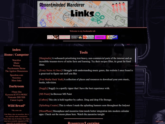 links screenshot