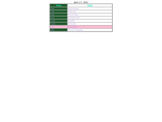 schedule screenshot
