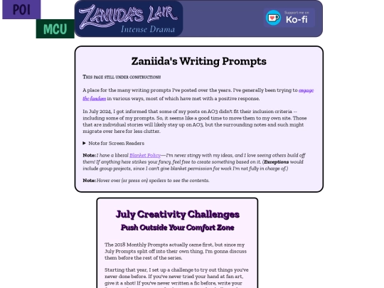 fics/Prompts screenshot