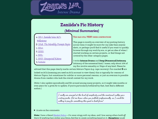 fics/Timeline screenshot