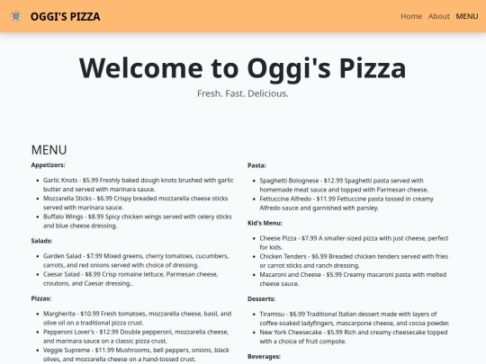 Oggis/menu screenshot
