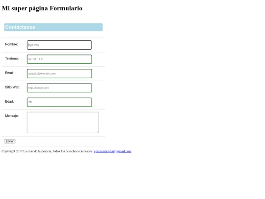 Ejercicios/HTML2/Contáctanos screenshot