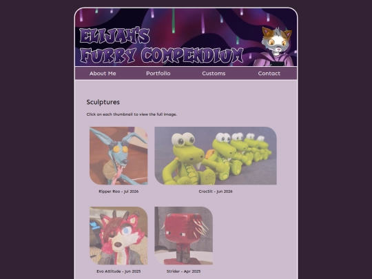 portfolio/sculptures screenshot