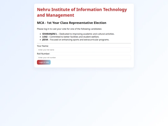 Online vote screenshot