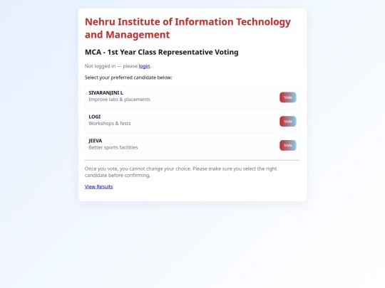 Online vote/vote screenshot