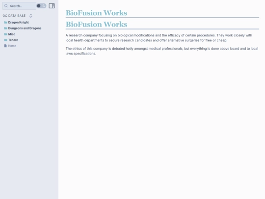 dragon-knight/▶worldbuilding/biofusion-works screenshot