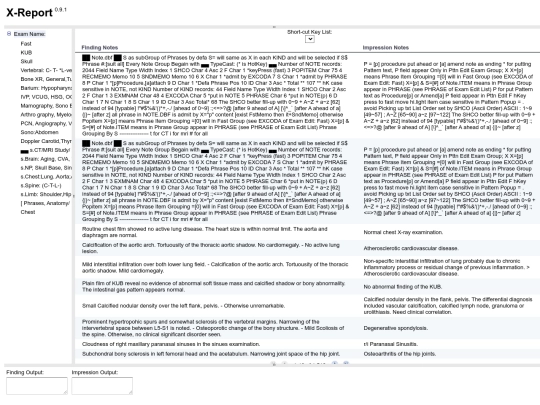 testing/v091/XReport screenshot