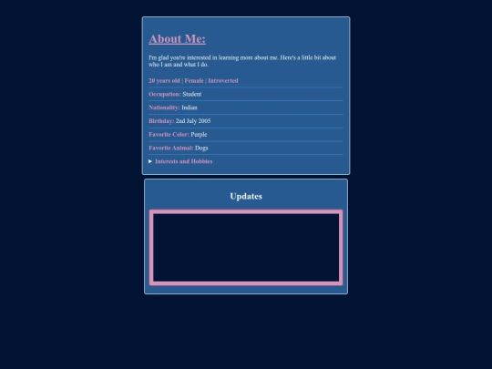 AboutMe screenshot