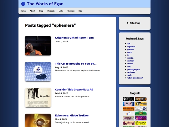 tagged/ephemera screenshot
