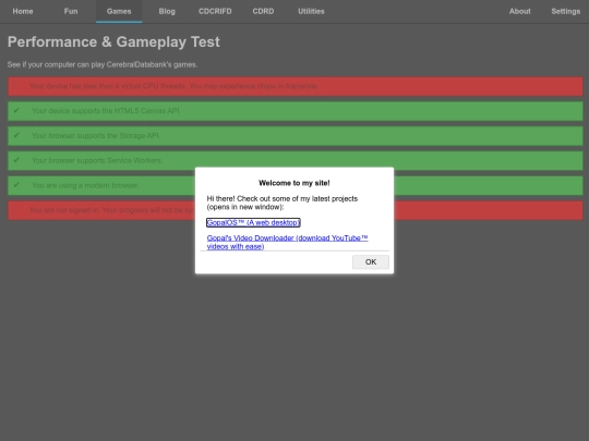 games/perfcheck screenshot
