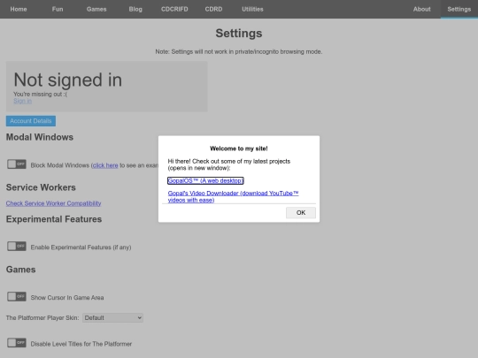 settings screenshot