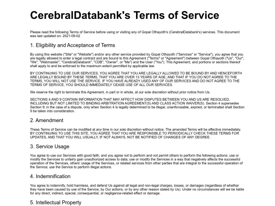 terms screenshot
