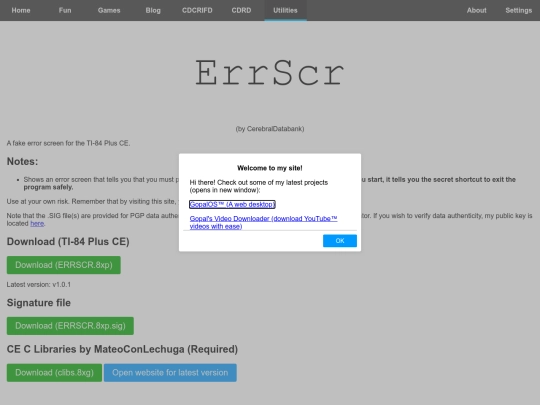 utilities/errscr screenshot