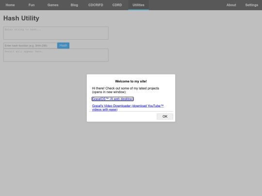 utilities/hash screenshot