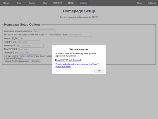 utilities/homepage-setup screenshot