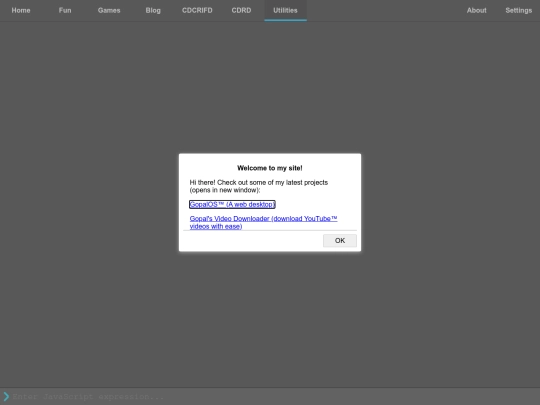 utilities/javascript_console screenshot
