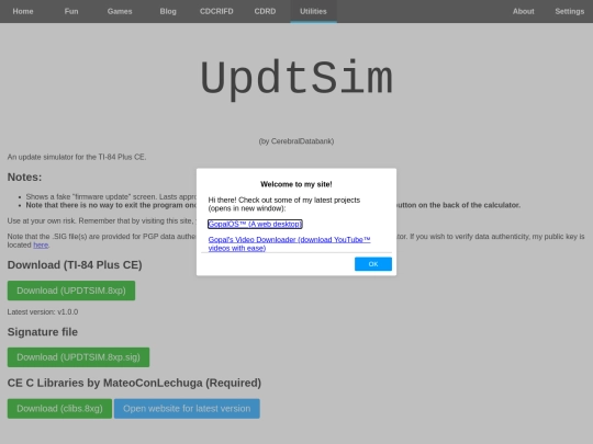 utilities/updtsim screenshot