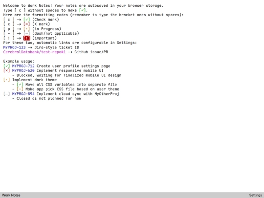 utilities/work-notes screenshot