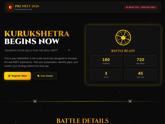 PRE-NEET-2026-Registration-Page screenshot