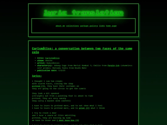 garbage-gallery/lyric-translation/carismatico screenshot