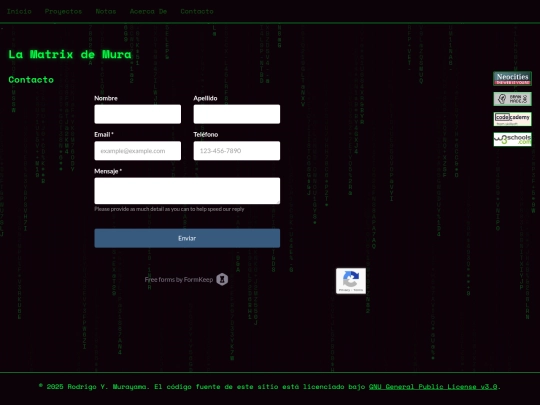 pages/contacto screenshot