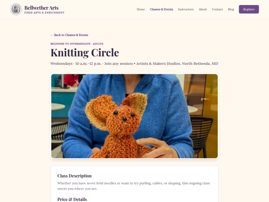 classes/knitting-circle screenshot
