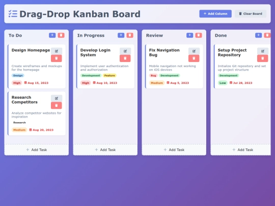 dragdrapkanbanboard screenshot