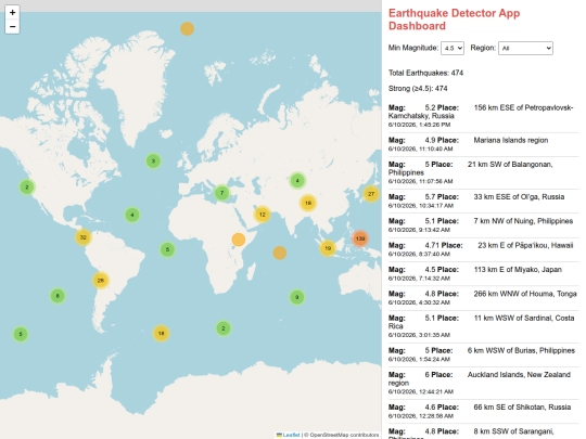 earthquakedetectorapp screenshot