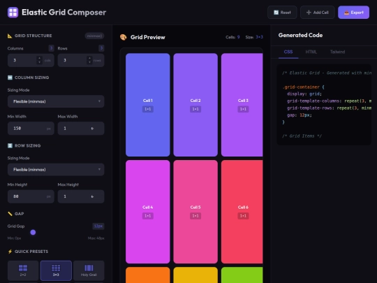 elasticgridcomposervisualcssgridbuilderwithminmax screenshot