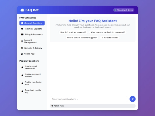 faqbotwithaiassistant screenshot