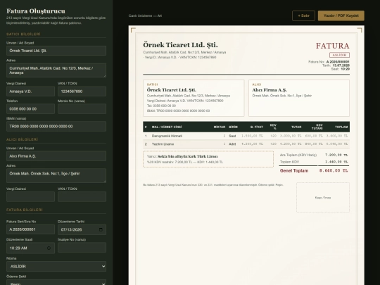 faturaolusturucu screenshot